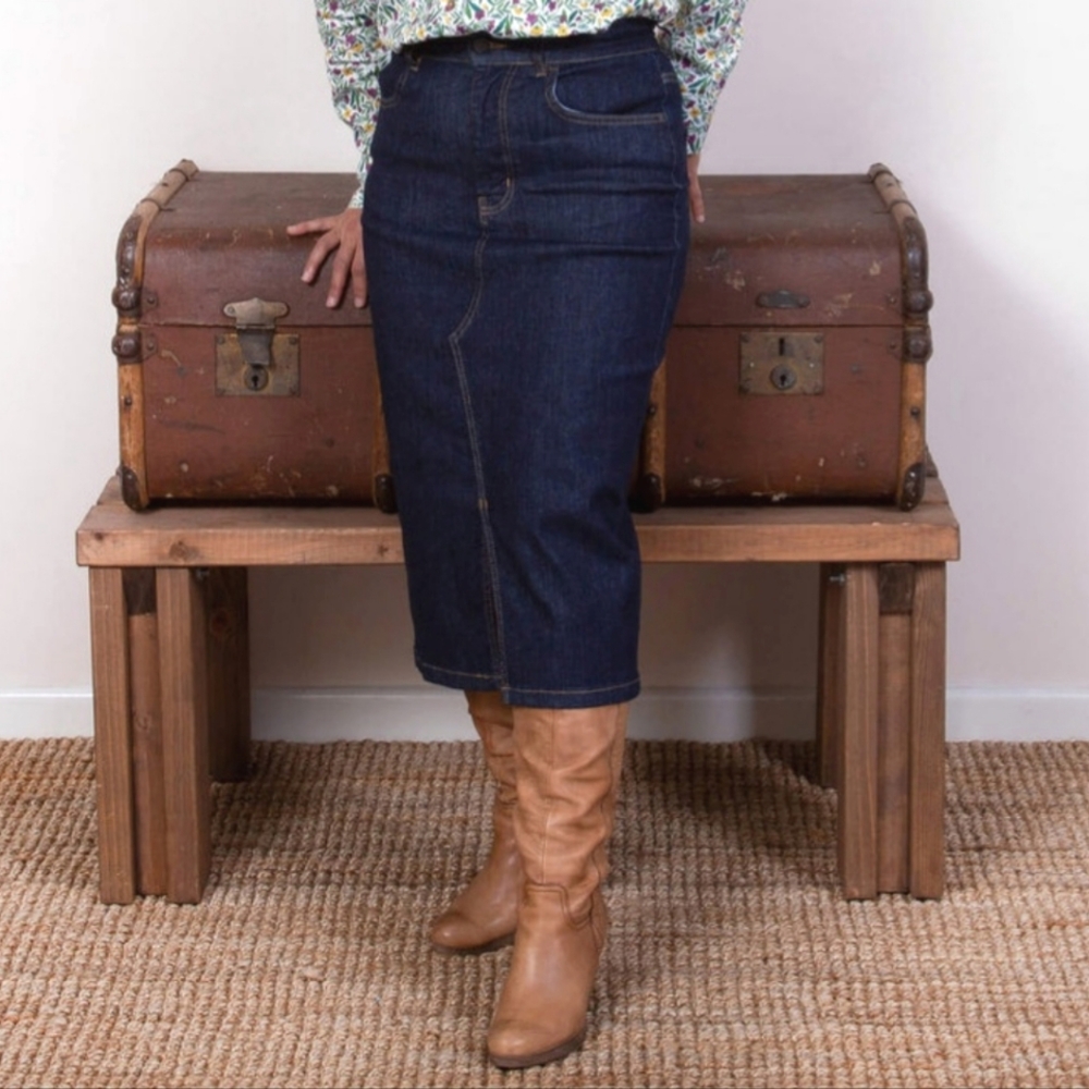 Organic Fair Trade Cotton Denim Pencil Skirt Kite Clothing